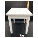 Heavy wood table approximately 16 x 19 x 18 tall