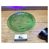 Uranium 10 inch round glass footed cake plate