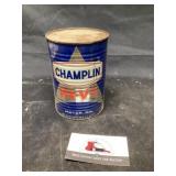 Metal champlin motor oil can