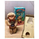 Bubble blowing monkey battery operated tin