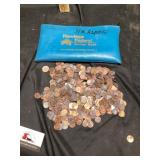 OK, federal savings bank coin bag with pennies