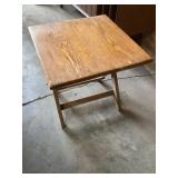 Oak foldable table approximately 17 1/2 x 18 x 1