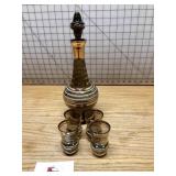 Mid-century modern decanter with shot glasses