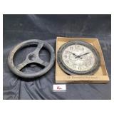 Clock and steering wheel