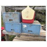 Metal file boxes, and cooler