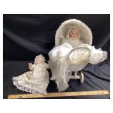Porcelain dolls with stroller