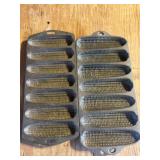 Two Cast Iron Corn Bread Pans