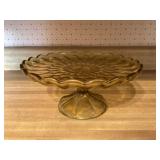 Amber Glass Cake Plate