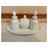 Milk Glass Vanity Set