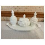 Milk Glass Vanity Set