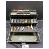 Tackle box with vintage fishing lures