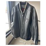 XL Leather like Raiders coat- heavy