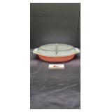 Pink Pyrex divided dish