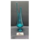 LE Smith peacock blue swung glass vase