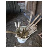 Bucket of Concrete Stakes and Tools