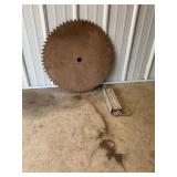 Antique buzz saw blade & Hanson Scale