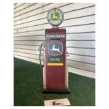 Tin Gas Pump Decor with John  Deere Stickers
