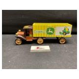 Hand made wooden truck and trailer. John Deere