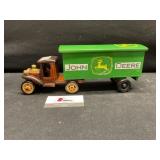 Wooden truck and trailer. John deere stickers.