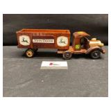 Wooden Handmade truck and trailer. John deere