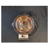 Mayfair Open Rose pink depression 7" Covered bowl