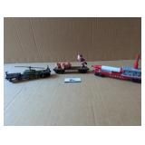 3 Lionel O gauge flatbed cars (helicopter, Santa,