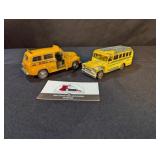 Kinsmart pull-back bus, Hubley Real Toys school