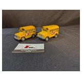 2 small die-cast, pull-back school buses