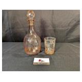 Mayfair Open Rose pink depr. Decanter/stopper &