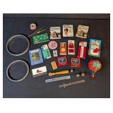 Needles, pin cushion, etc.