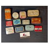 12 antique medicinal tins