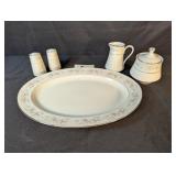 Maria China platter, S&P, cream & sugar (Japan)