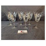 Etched crystal wine glasses (6)