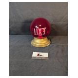 Red glass globe EXIT light