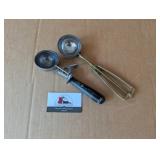 2 antique ice cream scoops (Brass- "Dairy Fresh")