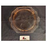 Mayfair Open Rose pink depression 12" cake