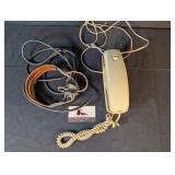 Vintage desk/wall phone, operators headset
