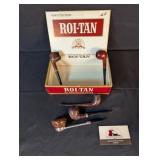 Smoking pipes and cigar box