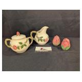 Franciscan Dessert Rose cream & sugar, salt &