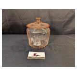 Mayfair Open Rose pink depression cookie jar &