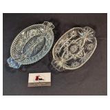 press glass 8" divided serving/relish dishes