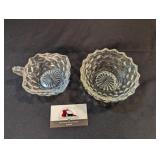 American Fostoria 4" handled dish & 5" bowl
