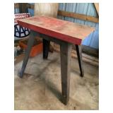 Wood and metal bench Approximately 17 x 32 x 34