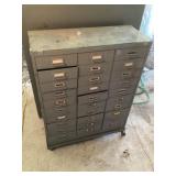 Metal cabinet on wheels approximately 12 x 30 x