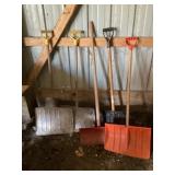 Five snow shovels