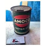 Metal Amco motor oil quart can