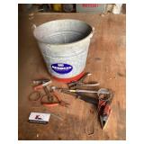 Galvanized bucket of miscellaneous