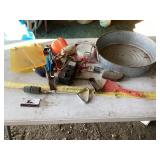 Galvanized oil can and miscellaneous