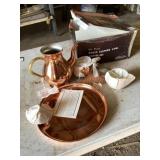 Solid copper four piece coffee set
