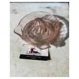 Pink depression glass juicer, chipped